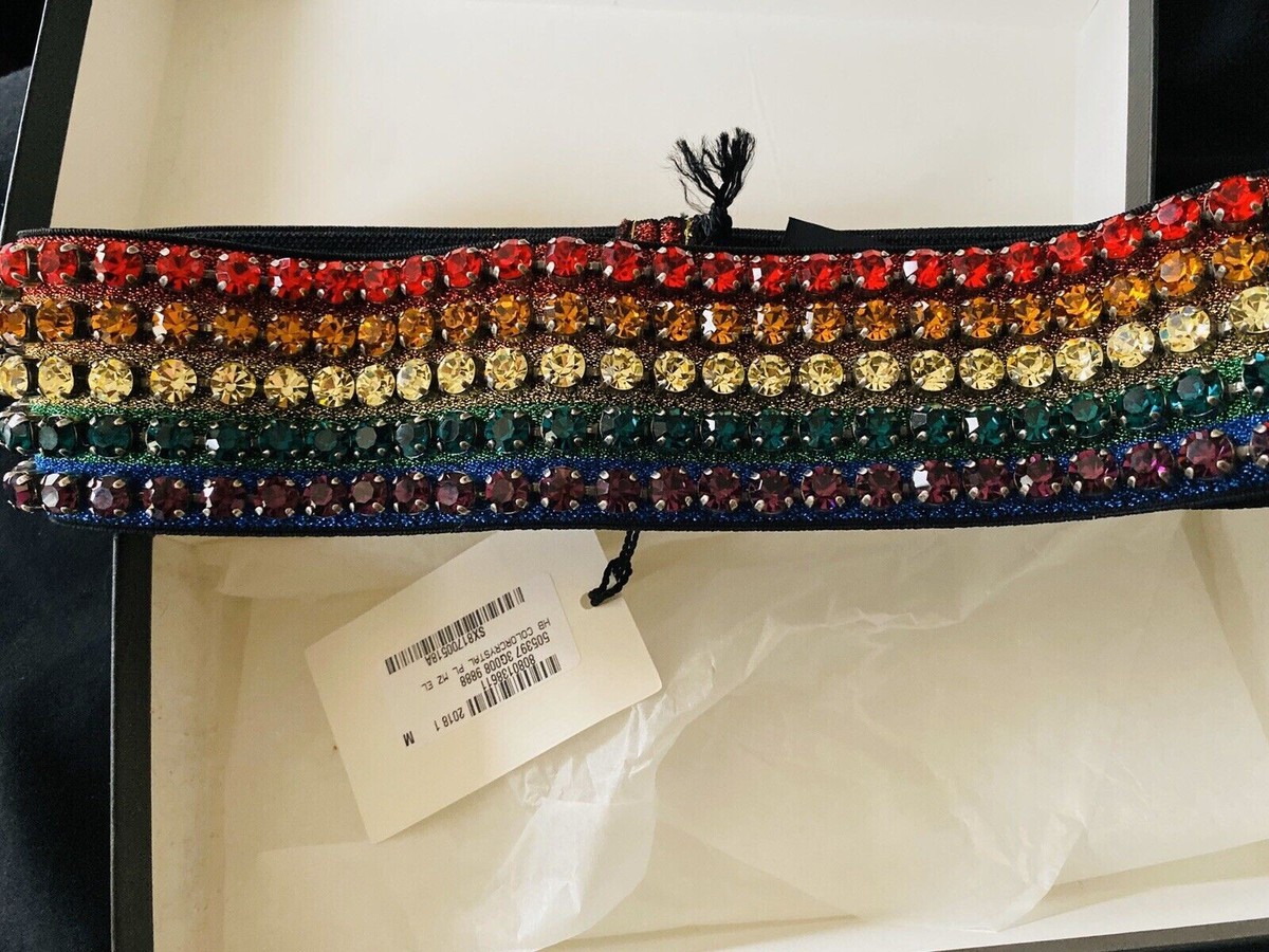 Gucci Multicolor Rhinestone Rainbow Stretch Headband Gucci Webby Rhinestone Crystal Encrusted Rainbow Web  main image 3