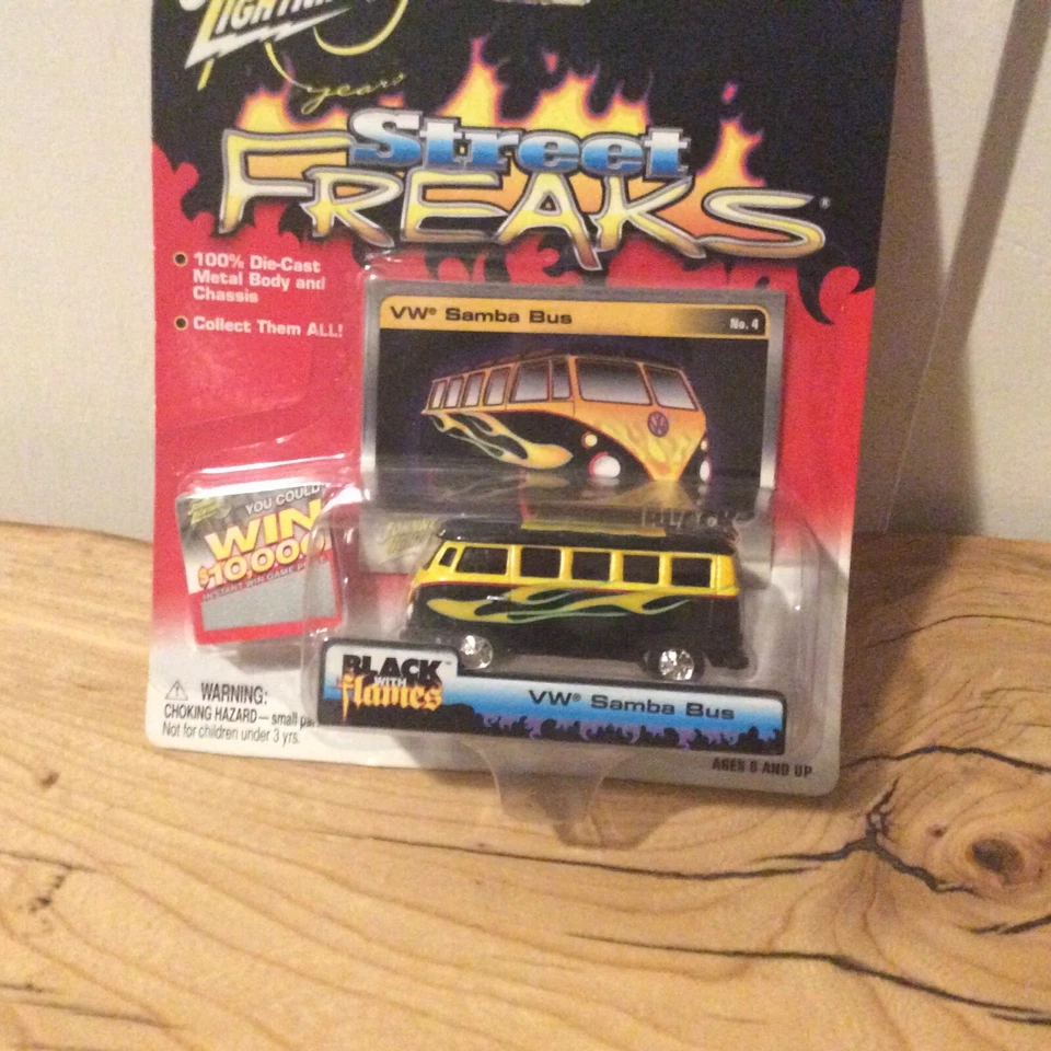 Johnny White Lightning Street Freaks VW Samba Bus Van Black with Flames Chase VW - Image 2 of 4