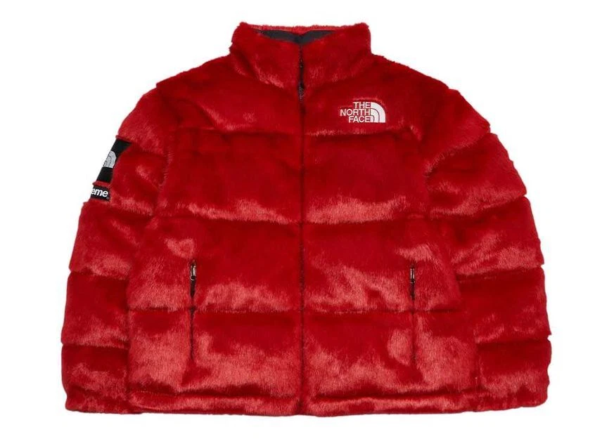 Veste Nuptse en fausse fourrure Supreme The North Face rouge
