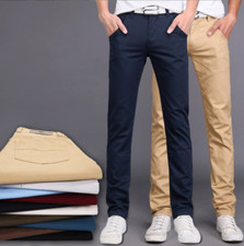 Men's Stretch Dress Pants Slim Fit Skinny Chino Pants US seller 
