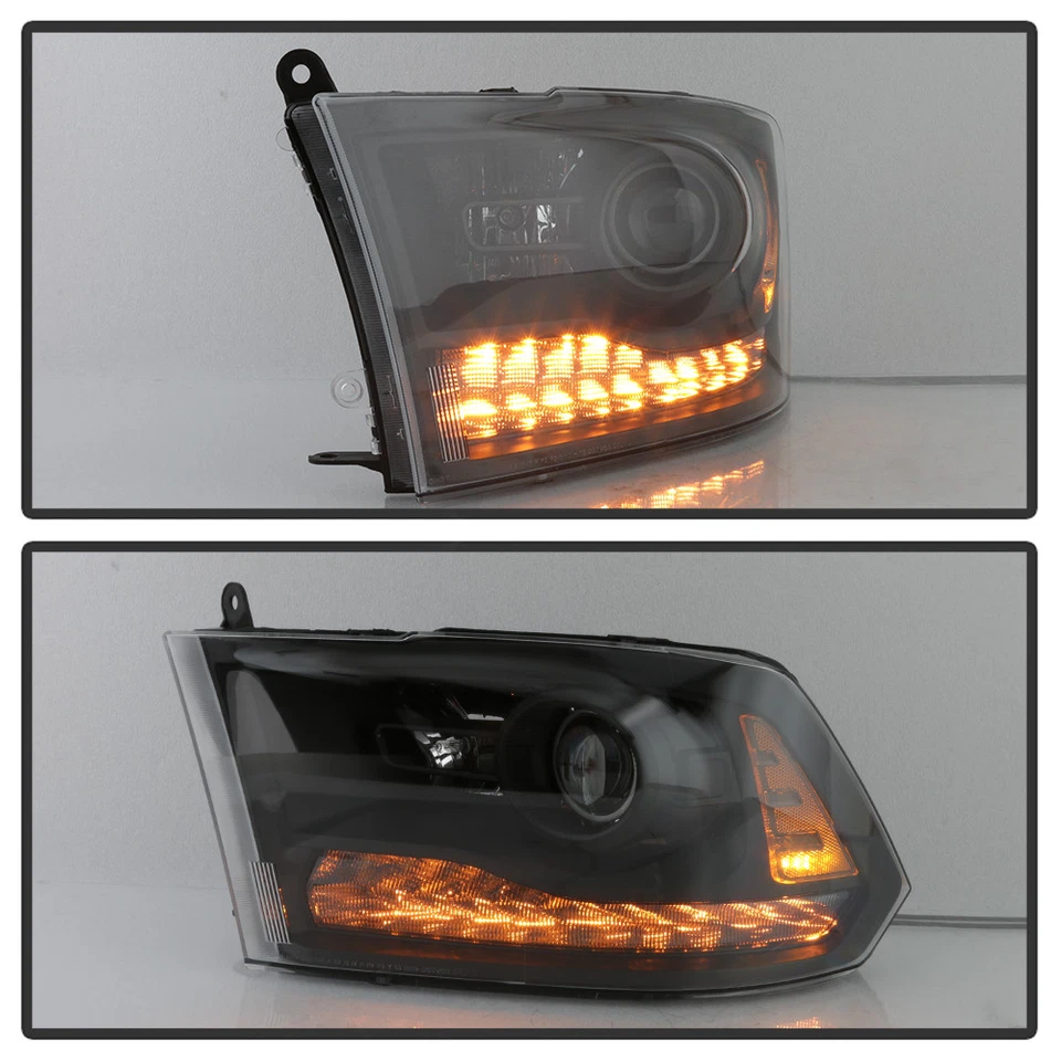 Faros proyectores LED DRL negros para Dodge Ram 1500 2500 3500 2013-2018 Foto 3 de 4