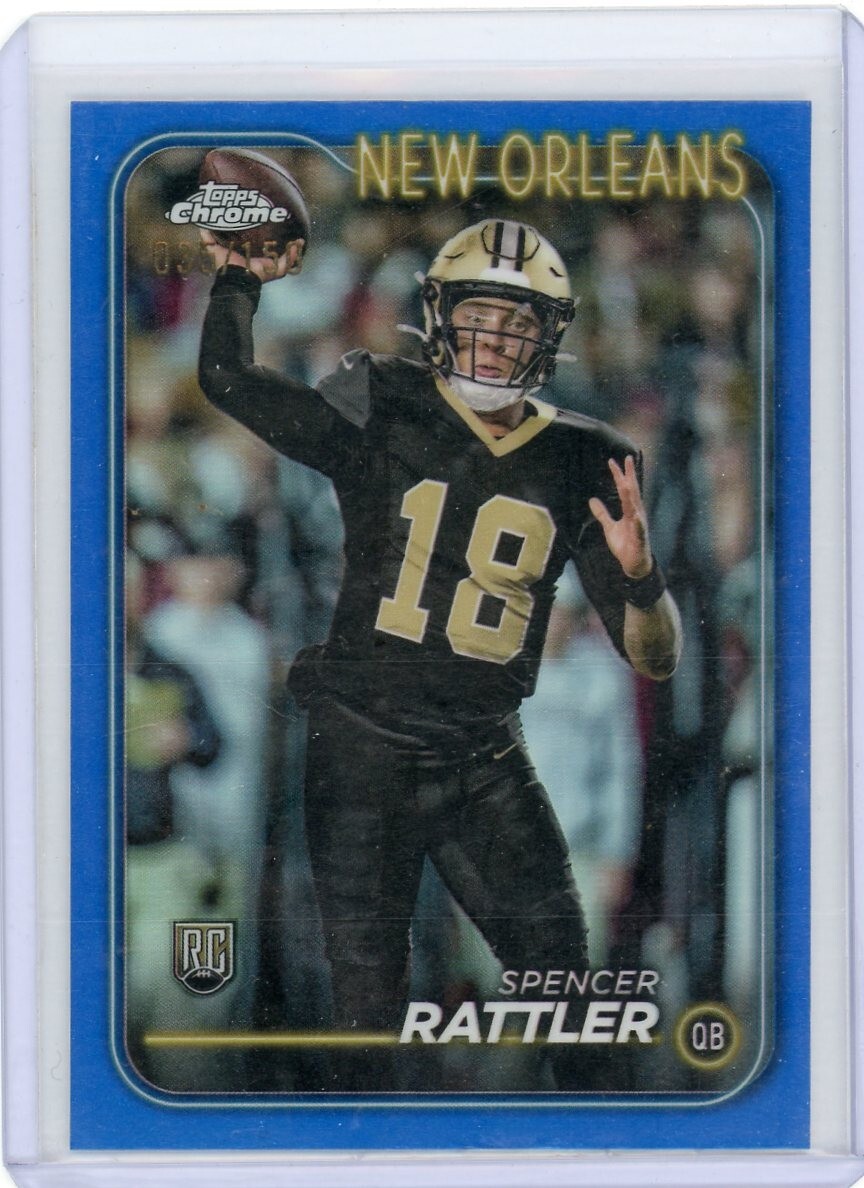 2024 Topps Chrome Football Spencer Rattler #213 Blue Refractor /150 Saints