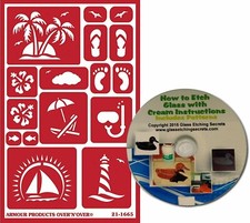 Tropical Beach Stencils, Reusable with Palm Trees, Sailboat, Sandals, Sea Gull