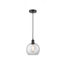 Innovations Edison Athens 8" 1 Light Mini Pendant, BK/Clear - 616-1P-BK-G122-8