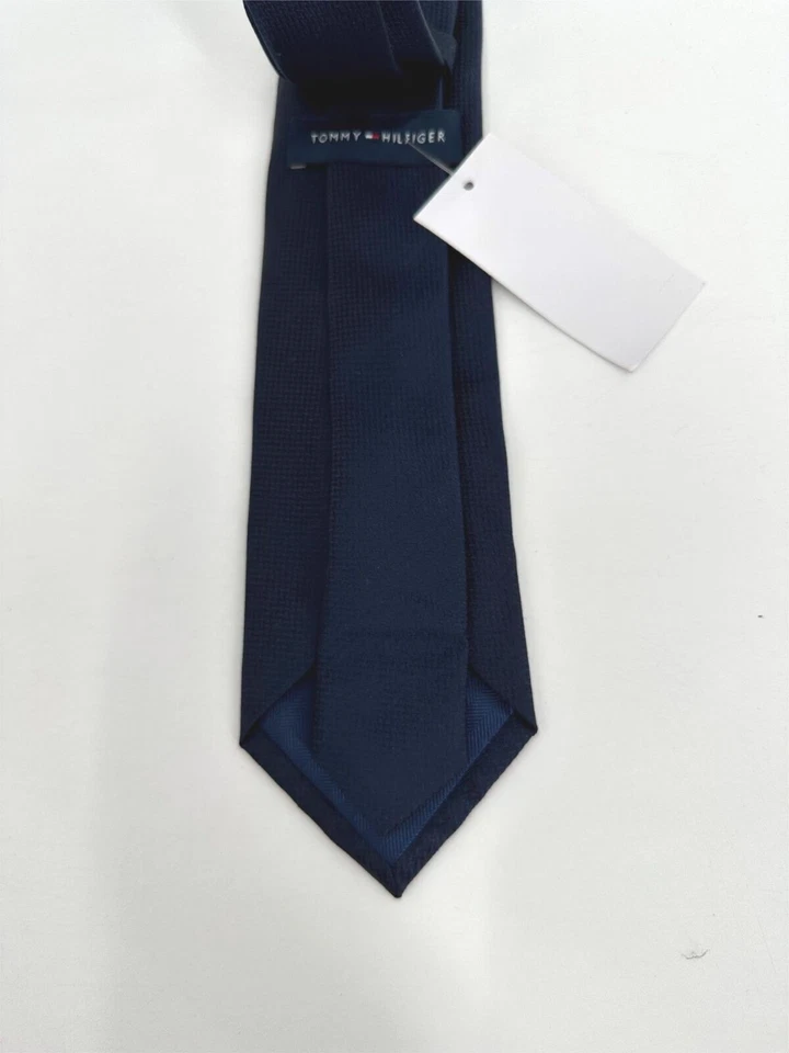 Tommy Hilfiger Neck Tie Bear Tonal Silk Blend Navy Blue Men NEW NWT N22 - Image 4 of 4
