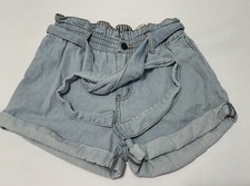 Wish List denim shorts womens small Paper Bag Waist Cuffed Retro 80  s Sho1255Ss