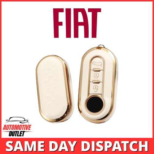 3 BUTTON KEY COVER FOB CASE WHITE FOR FIAT 500 DUCATO DOBLO PUNTO PANDA BRAVO