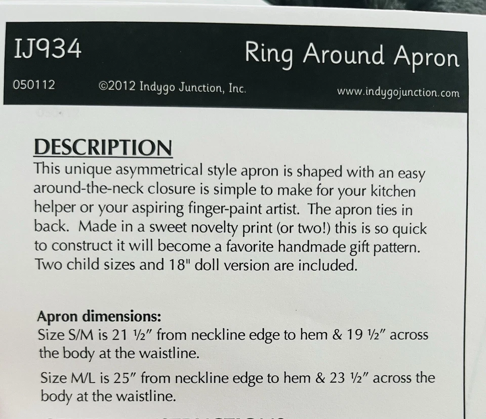 Indygo Junction RING AROUND APRON Cupcakes Pattern for Children & 18" Doll IJ934 - Image 4 of 4