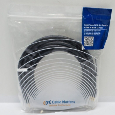 Neew Cable Matters SuperSpeed USB 3.0 Type A - 15' Black Cable