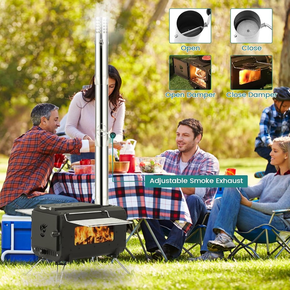 Outdoor Camping Tent Wood Stove Portable Heating Wood Burning Heating
