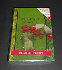 Rite Aid 16 Luxury Christmas Cards in Keepsake Box "Home for the Holidays"