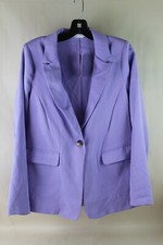 Lush Women's Spring Padded Shoulder 1 Button Blazer Jacket-Violet Tulip-XS