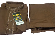 Pakistani Shalwar Kameez Mens Style ReadyMade Brown Color Size Large AK-3895