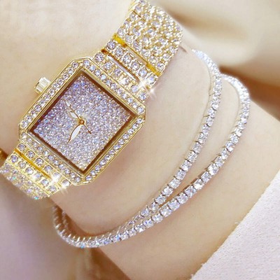 Elegant Waterproof Quartz Watch with Full Diamond Design for Women