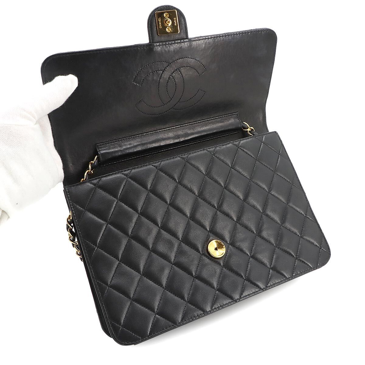 CHANEL Matelasse Chain Shoulder Bag Leather Black A03570 CHANEL Matelasse Chain Shoulder Bag Leather Black A03570