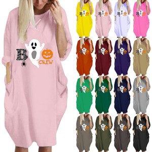 Women Ladies Halloween T-Shirt Dress 