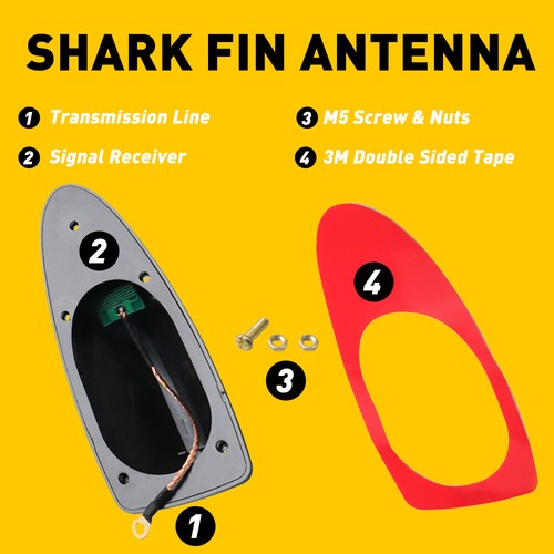 Shark Fin Roof Antenna FM/AM Radio Signal Decor Aerial Universal fit for Cars T - Picture 4 of 9