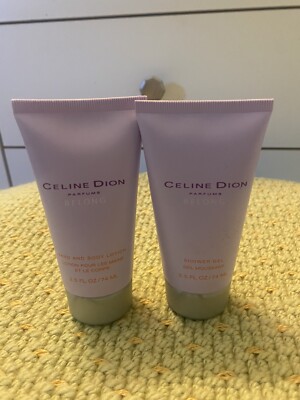 RARE Celine Dion parfums Belong hand body lotion & Shower Gel 2.5oz each Travel