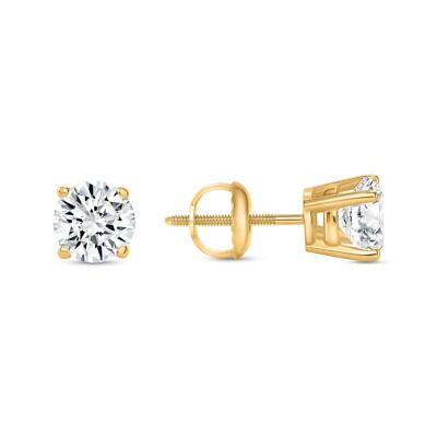 1 kt runde Lab Created gewachsene Diamant Ohrringe 14 K Gelbgold F/VS Korbschraube