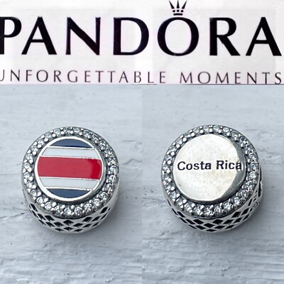 Rare Pandora Costa Rica 🇨🇷 Country Flag Exclusive Button  Pandora Costa Rica Travel Exclusive Charm Pendant, S925 Silver Jewelry main image 0