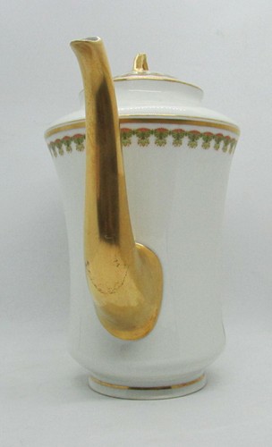 Large Haviland Coffee Pot - Orange/Green Border Design - Schleiger 575 - Picture 5 of 9