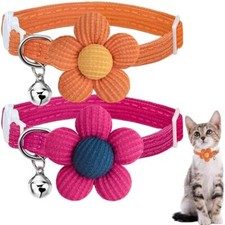 Cat Collar, Kitten Collar with Bells, Cat Collar Breakaway, Orange  Rose Red