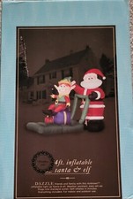 Gemmy Trim A Home Airblown Inflatable Christmas Santa  Elf Sleigh Lighted NIB