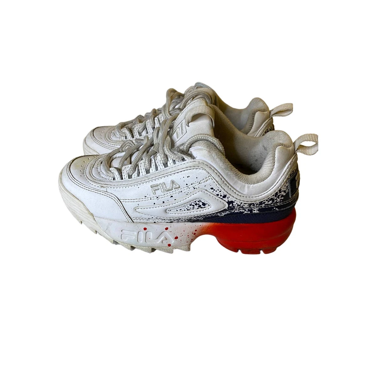 Fila Disrupter 2 Chunky Sneakers Red Blue Womens Size 4