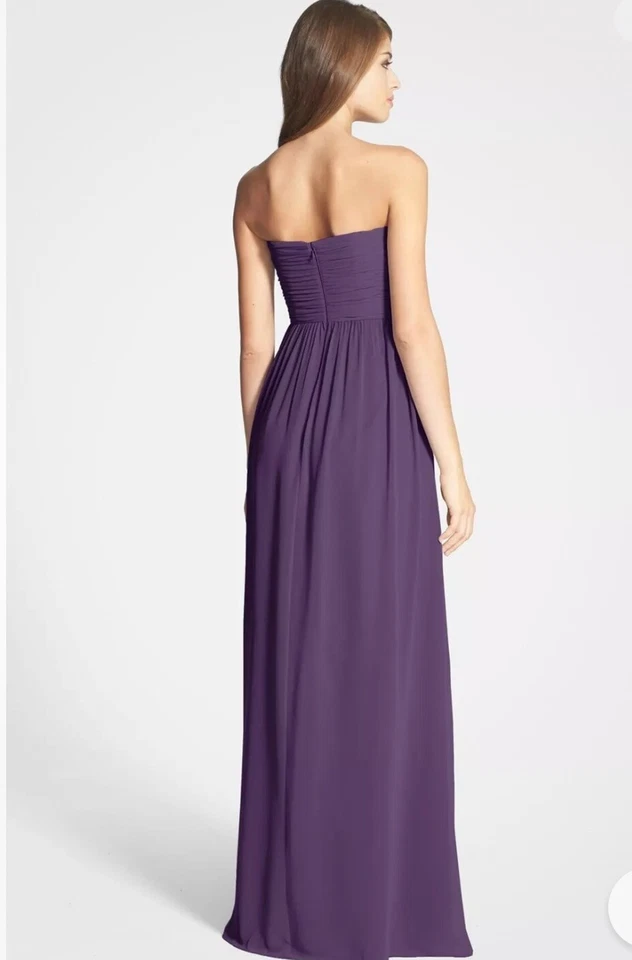 Nuevo sin etiquetas Vestido/Vestido Donna Morgan Stephanie de Gasa Sin Tirantes Rosa Talla 4 Foto 2 de 2