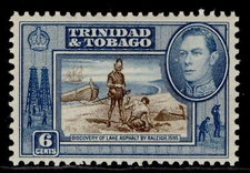 TRINIDAD & TOBAGO GVI SG250, 6c sepia & blue, LH MINT.
