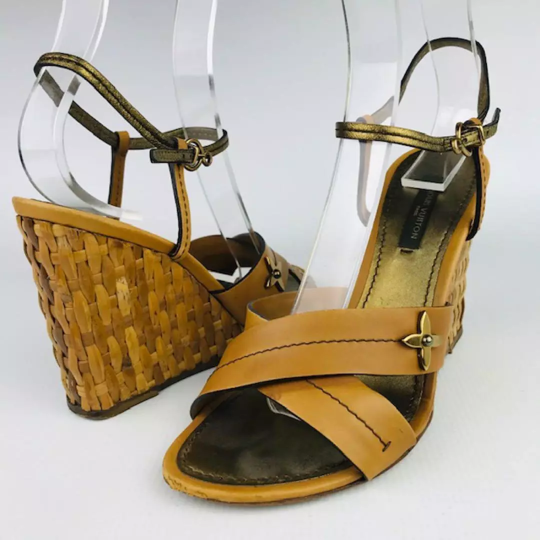 LOUIS VUITTON Wedge Sole Sandals EU 36 1/2 Used From Japan