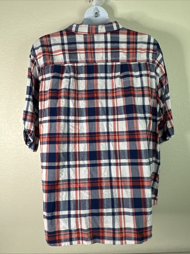 Woman Within Plus Size 3X (30/32) Red & Blue Plaid Button-Up Shirt Short Sleeve - Picture 4 of 7