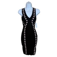 Guess Women’s Jet Black/Pink Sleeveless Jana Contrast Lace Up Dress Bodycon XS