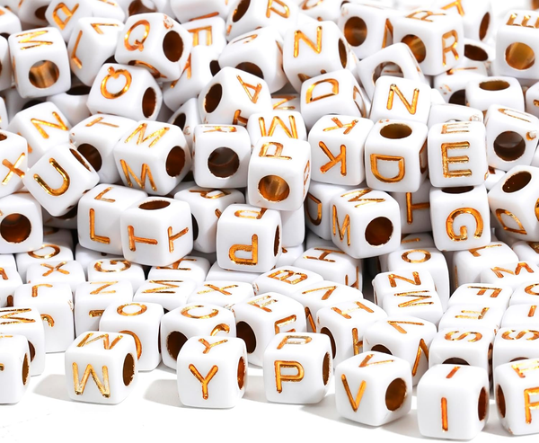 1000Pcs Buchstabenperlen Gold Acryl Alphabet Mix A-Z Schmuckherstellung Diy-image