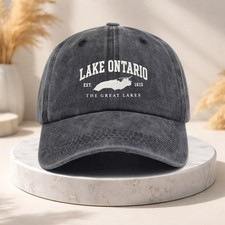 Lake Ontario Hat The Great Lakes Est 1615 Vintage Washed Cotton Baseball Dad Cap