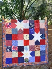 Handmade Patriotic Quilt 40x36 US Army Tribut...