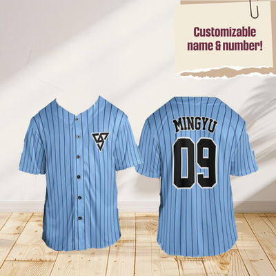 SEVENTEEN NEW Baseball Jersey Blue Shirt Kpop CARAT Concert Outfit