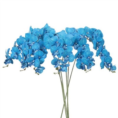 6Pcs 41\'' 9 Heads Fake Orchid Flowers, Blue Green for Decoration