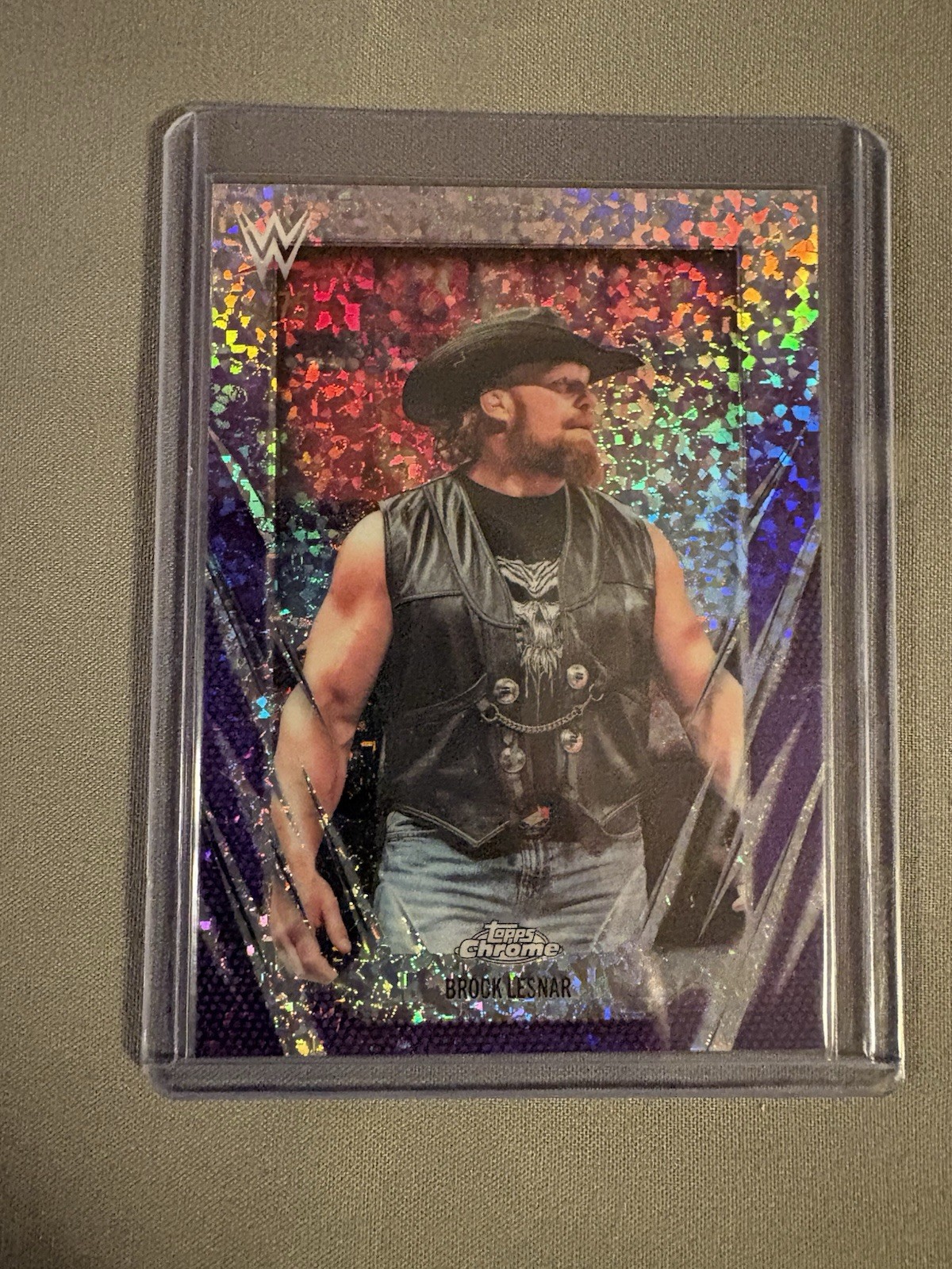 Brock Lesnar 2026 Topps Chrome WWE Purple Mini Diamond Refractor #/75