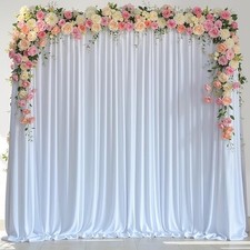 Wokceer White Backdrop Curtain for Wedding Parties Backdrop Drapes 10x8FT