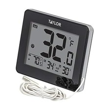 Wired Indoor Outdoor Thermometer with LED Display Probe Sensor White Housing