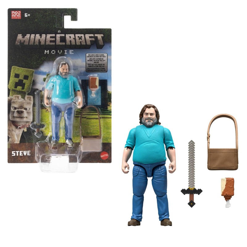 Mattel Minecraft Action Figure & Accessories Set, 4-inch Steve Posable Character