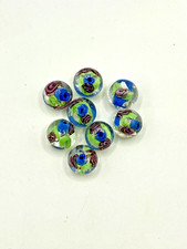 Glass Lampwork Beads Round Jewelry Crafts 8 beads