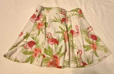 The Children's Place Girls Flare Skirt Flamingo Floral Print Cotton Size M (7/8)