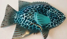 Wood Fish Nautical Beach Wall Decor hand painted and Vintage Preowned
