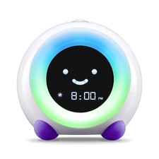 Kids Alarm Clock Sleep Trainer Night Light Sound Machine Bright Purple Mella