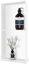 White Shower Niche 12" X 24" No Tile Needed, Niche for Shower Wall Double Shelve
