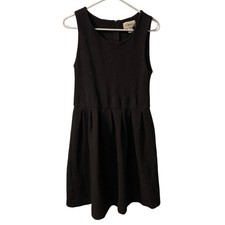 Ganni Women's Black Textured Skater Dress Size M Fit & Flare Sleeveless Summer