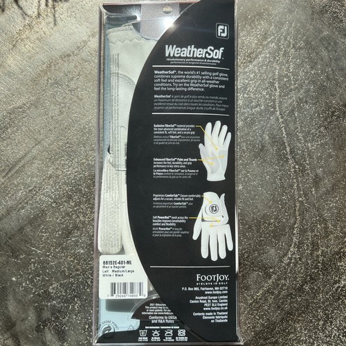 (2-Pack) Foot Joy FJ WeatherSof Men Reg Left Hand MED/Lg Golf Gloves - Picture 2 of 5