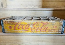 Vintage Drink Coca-Cola Enid, OK, Yellow, Wooden Case Box 24 Bottle Coke Crate
